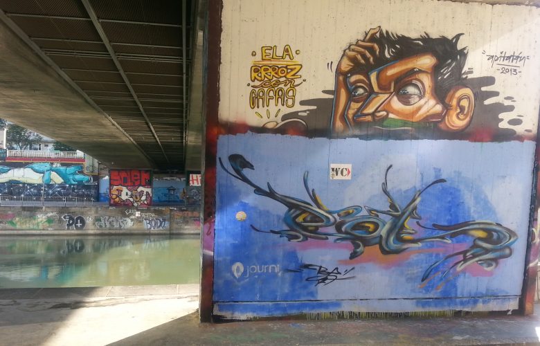 Graffiti-Kunstwerke am Donaukanal - Wien -  Graffiti Österreich Wien  20140624_182747_Android-780x500