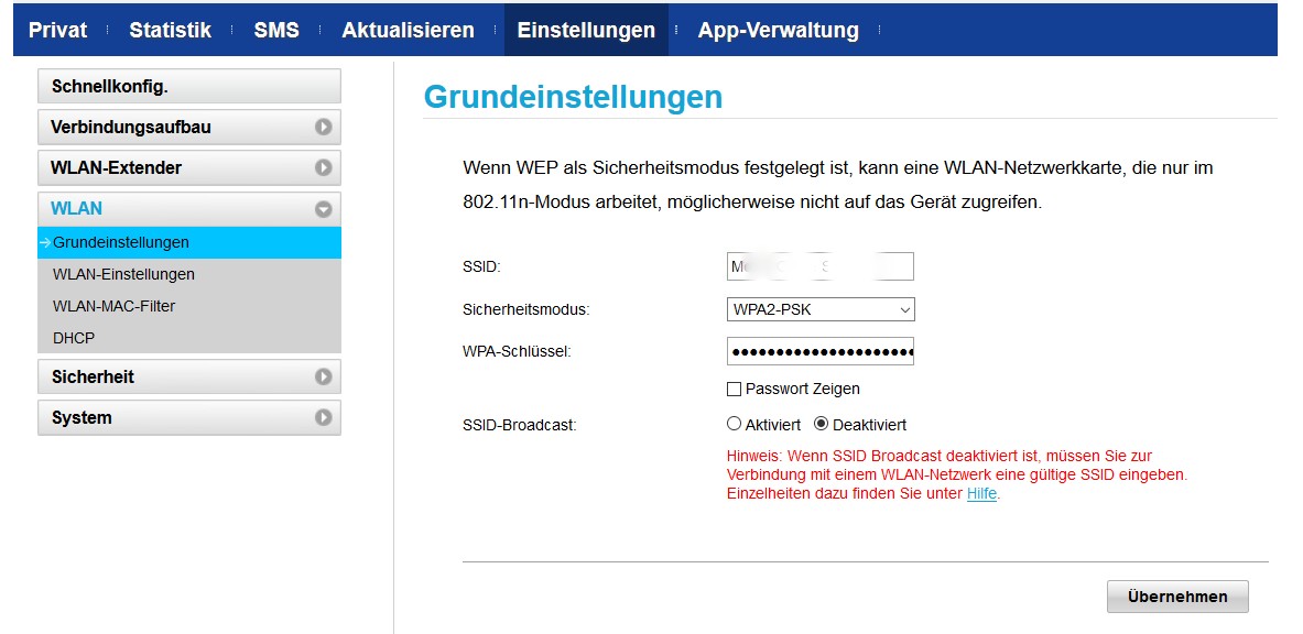 So haben wir den WLAN Router HUAWEI LTE E5573Cs für unsere Zwecke